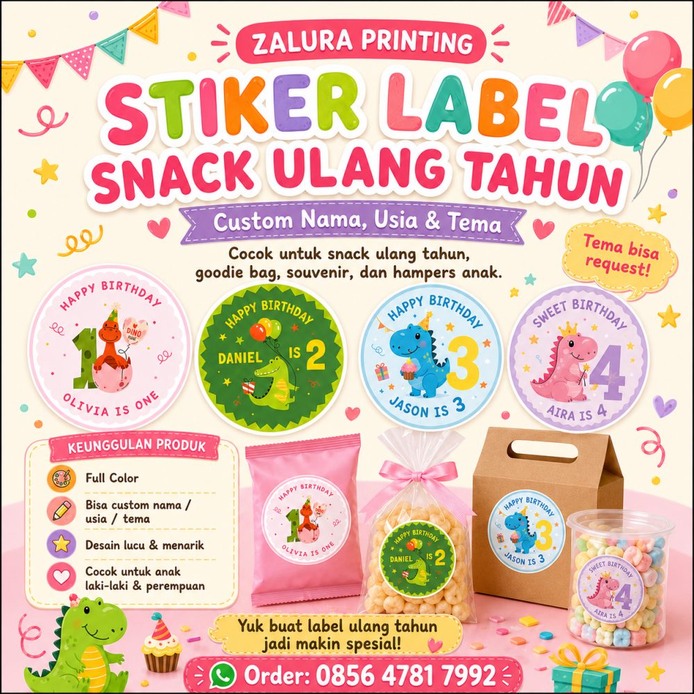 Stiker Label Ulang Tahun Custom