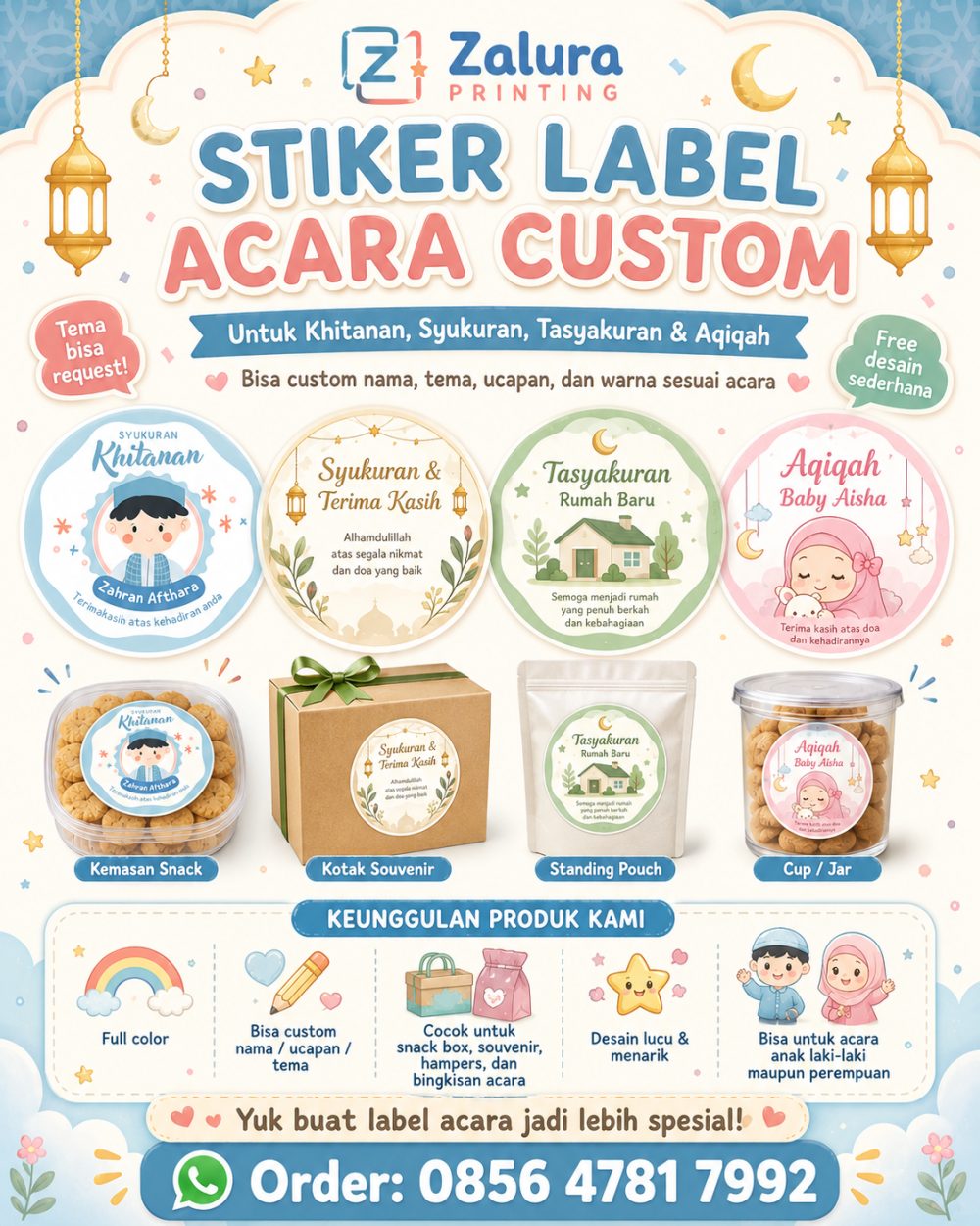 Stiker Label Acara Custom